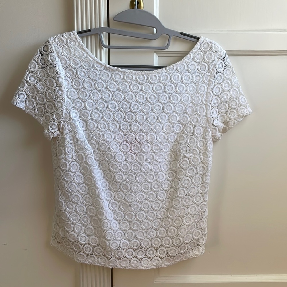 White Lilly Pulitzer Crochet Cotton Crop Top